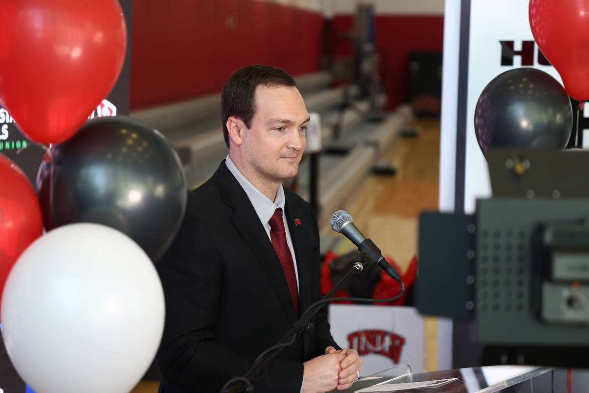 Kevin Kruger is introduced Monday as the new men's basketball coach at UNLV. (UNLV athletics de ...