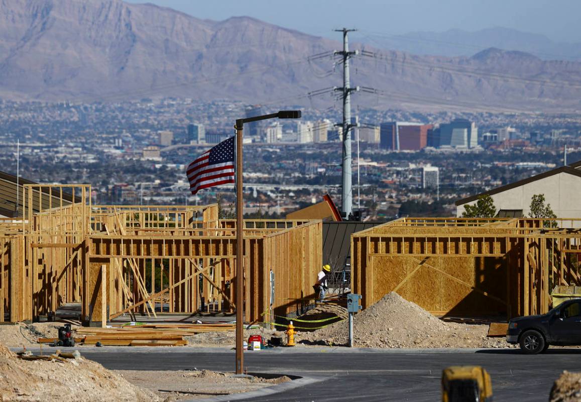 Construction continues on homes north of Far Hills Avenue in the Summerlin area of Las Vegas on ...