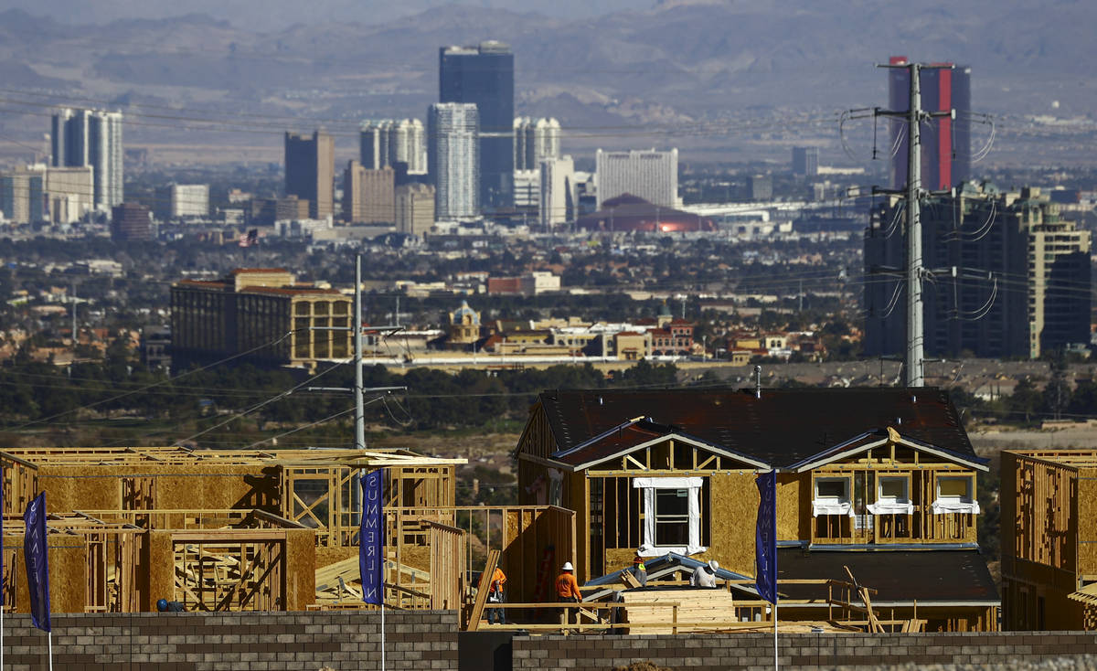 Construction continues on homes north of Far Hills Avenue in the Summerlin area of Las Vegas on ...