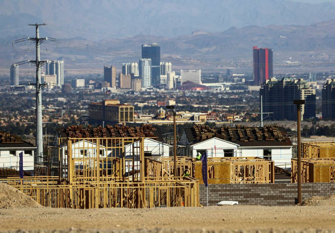 Construction continues on homes north of Far Hills Avenue in the Summerlin area of Las Vegas on ...