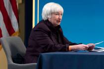 Treasury Secretary Janet Yellen speaks during a virtual roundtable with participants from Black ...
