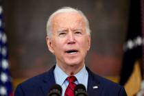 In this March 23, 2021, President Joe Biden speaks about the shooting in Boulder, Colo., in the ...