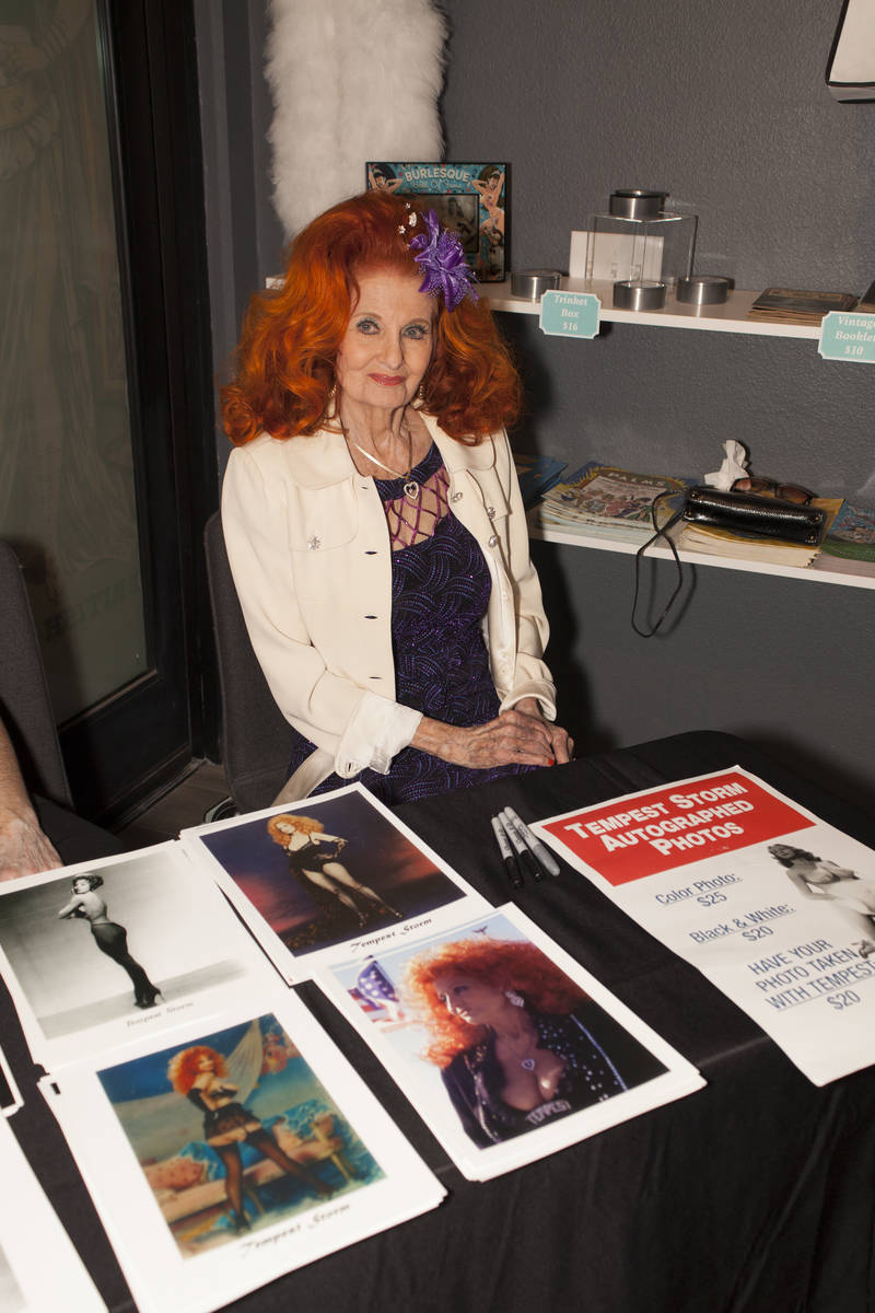 Burlesque legend Tempest Storm is shown during the opening of the Burlesque Hall of Fame in dow ...