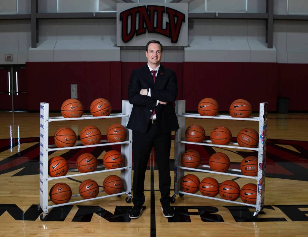 UNLV men's basketball coach Kevin Kruger poses for a photo on Friday, March 26, 2021, in Las Ve ...