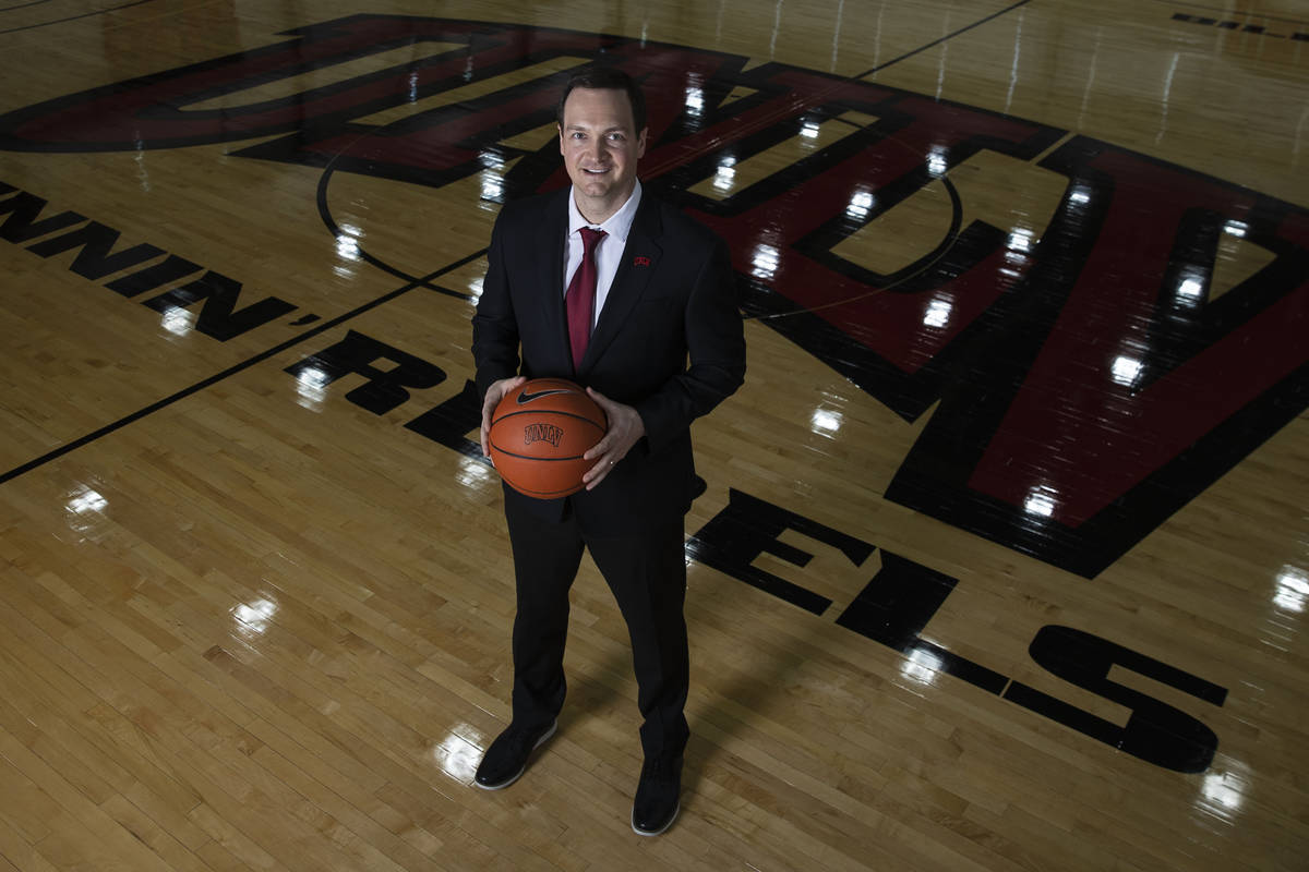 UNLV men's basketball coach Kevin Kruger poses for a photo on Friday, March 26, 2021, in Las Ve ...