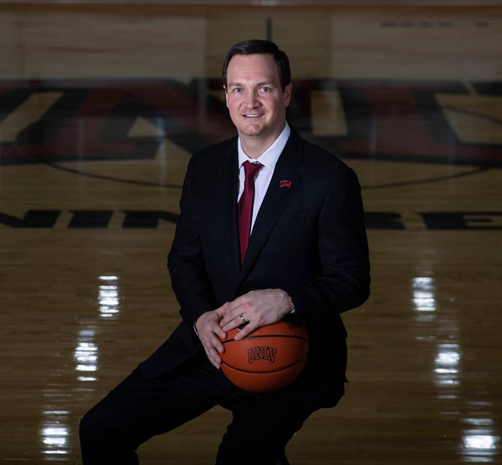 UNLV men's basketball coach Kevin Kruger poses for a photo on Friday, March 26, 2021, in Las Ve ...