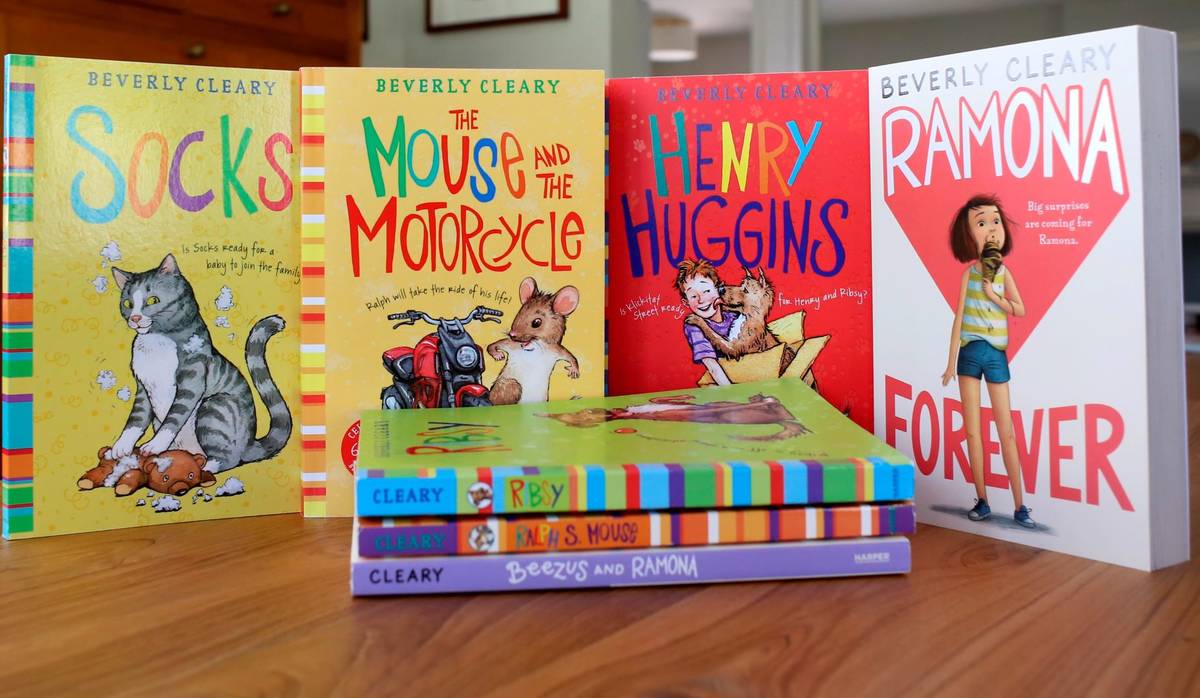 A collection of books by Beverly Cleary is seen at a home in Altadena, Calif. (AP Photo/Anthony ...