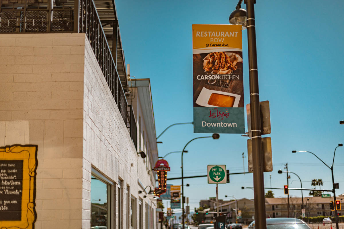 Banners alert downtown visitors to where they were: Restaurant Row. (City of Las Vegas)