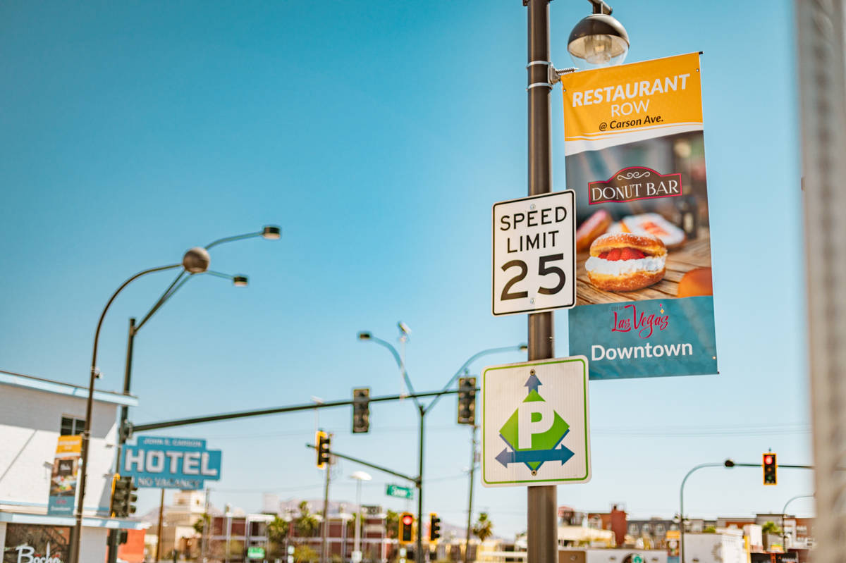 Banners alert downtown visitors to where they were: Restaurant Row. (City of Las Vegas)