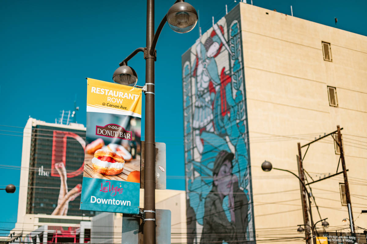 Banners alert downtown visitors to where they were: Restaurant Row. (City of Las Vegas)