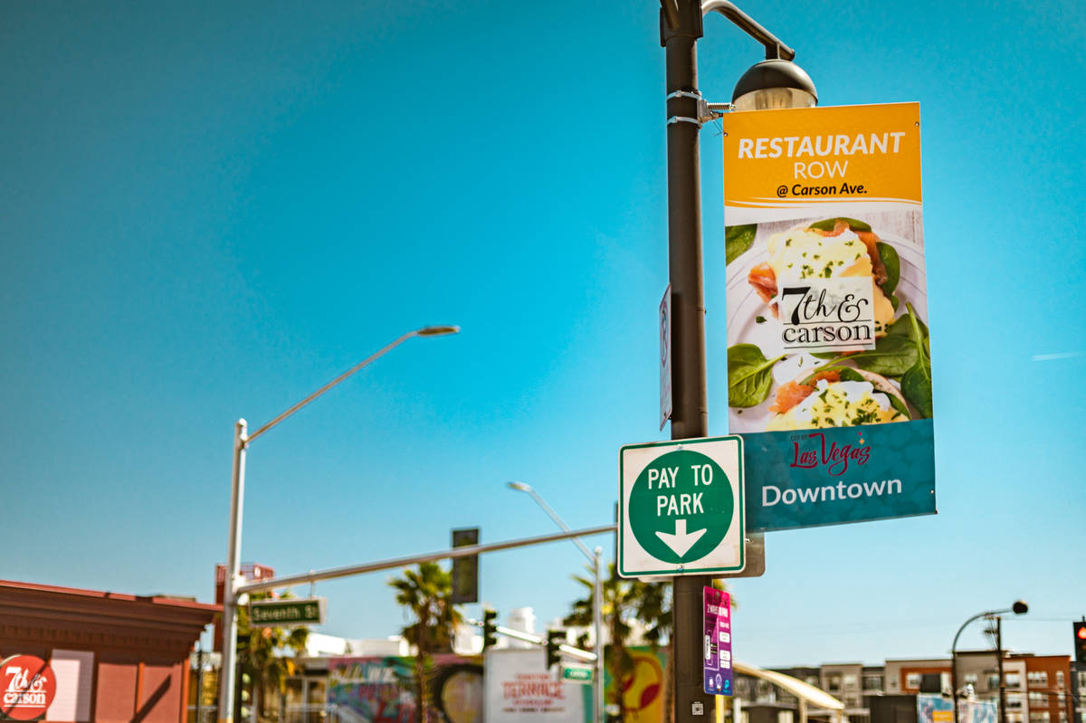 Banners alert downtown visitors to where they were: Restaurant Row. (City of Las Vegas)