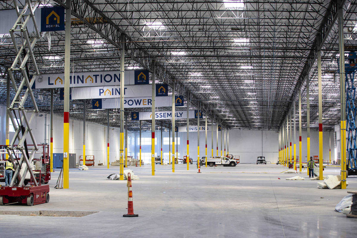 Construction continues at the Boxabl manufacturing facility in North Las Vegas on Wednesday, Ma ...
