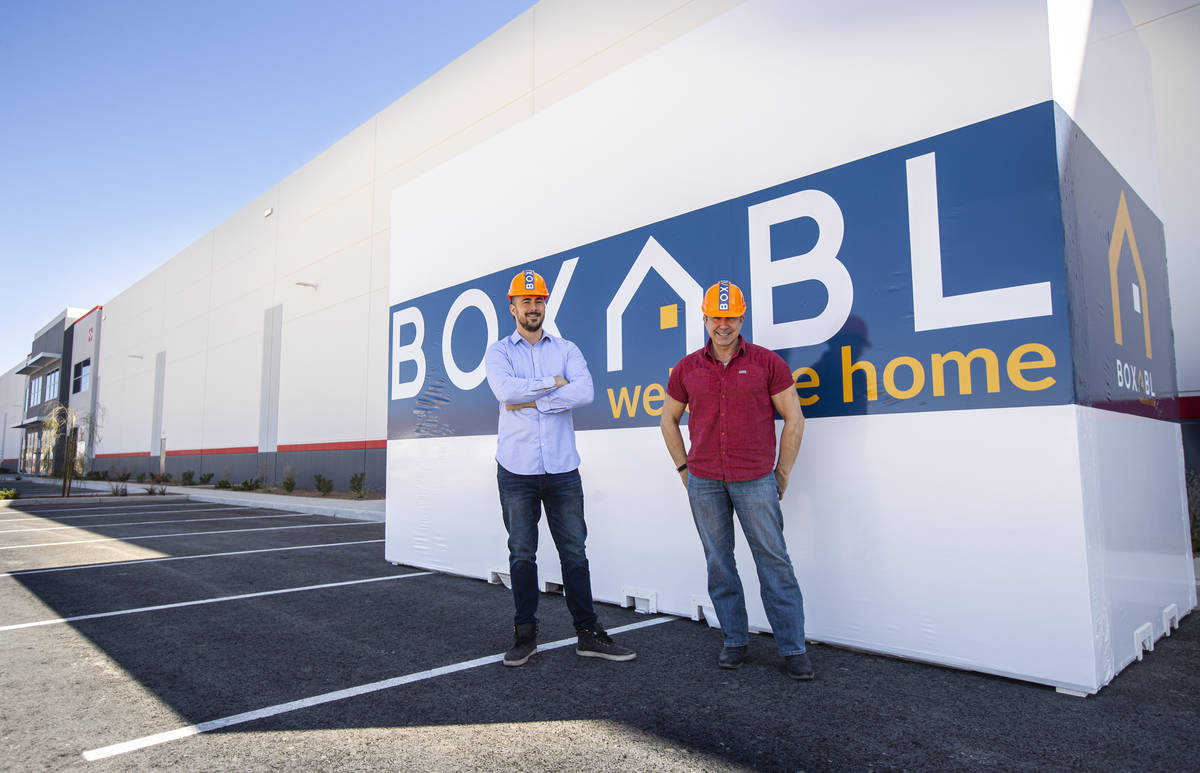 Paolo Tiramani, founder and CEO of Boxabl, right, and son and co-founder Galiano Tiramani pose ...