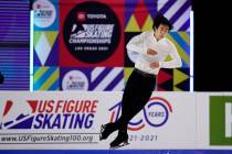In this Saturday, Jan. 16, 2021, file photo, Nathan Chen competes during the men's short progra ...