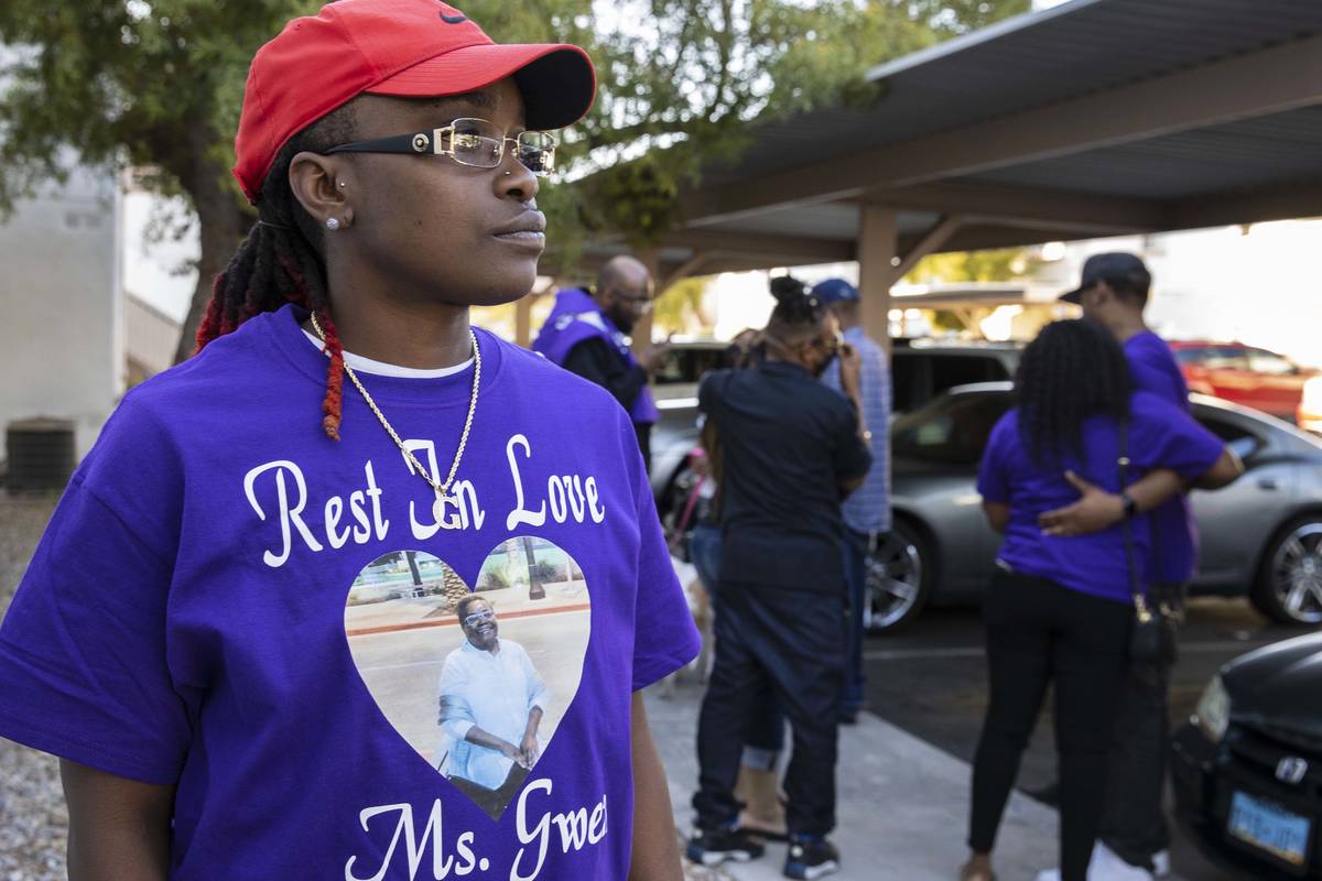Dana Jackson, a daughter of Gwendolyn Alexander, on Wednesday, March 31, 2021, wears a shirt to ...