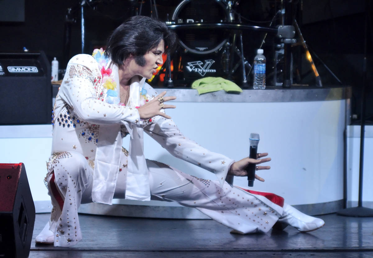 Travis Allen as Elvis Presley in "All Shook Up" at the V Theater in the Miracle Mile Shops on T ...