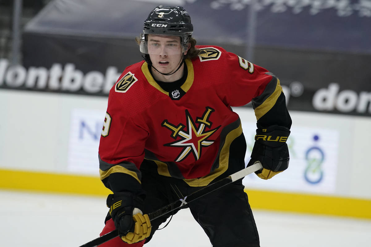 Vegas Golden Knights center Cody Glass (9) plays against the San Jose Sharks in an NHL hockey g ...