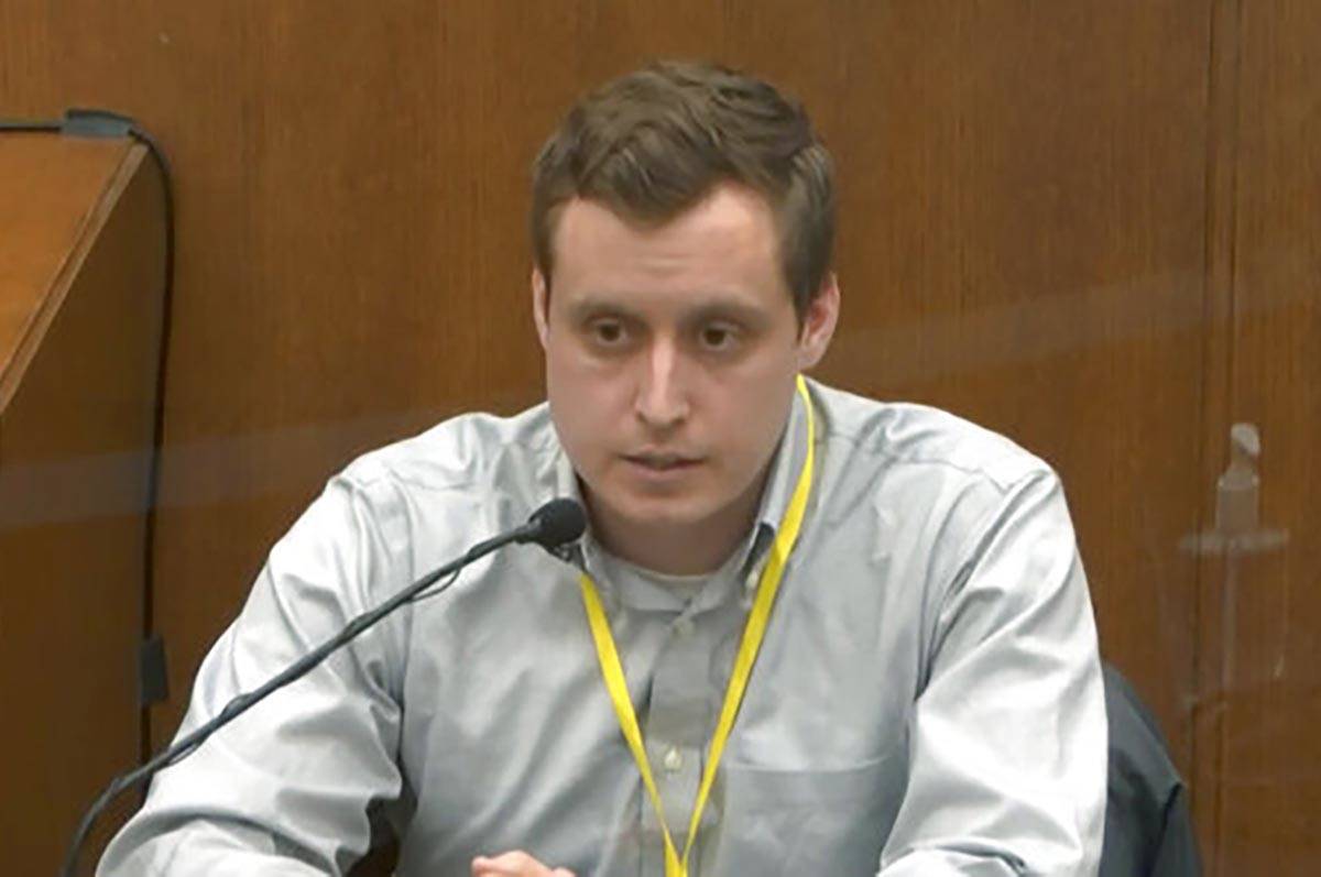 In this image from video, witness Dr. Bradford Wankhede Langenfeld, the doctor who pronounced G ...