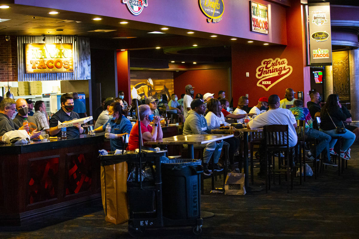 Basketball fans watch the NCAA championship basketball game between Gonzaga and Baylor during a ...