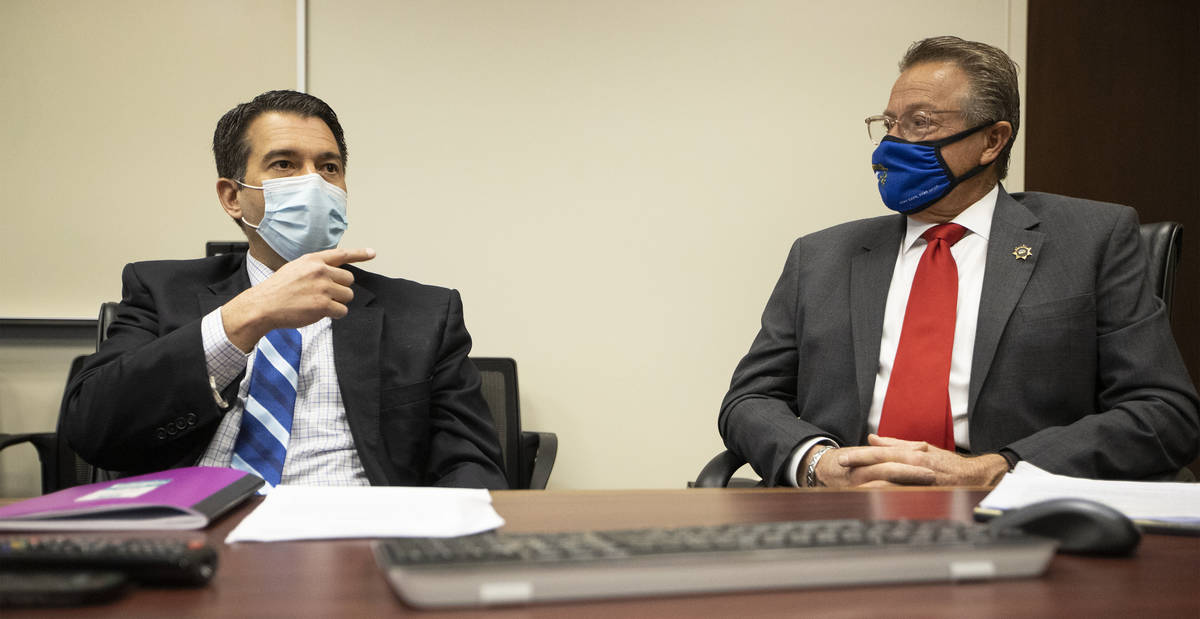 Brin Gibson, left, chair of the Nevada Gaming Control Board, and John Moran, chairman of the Ne ...