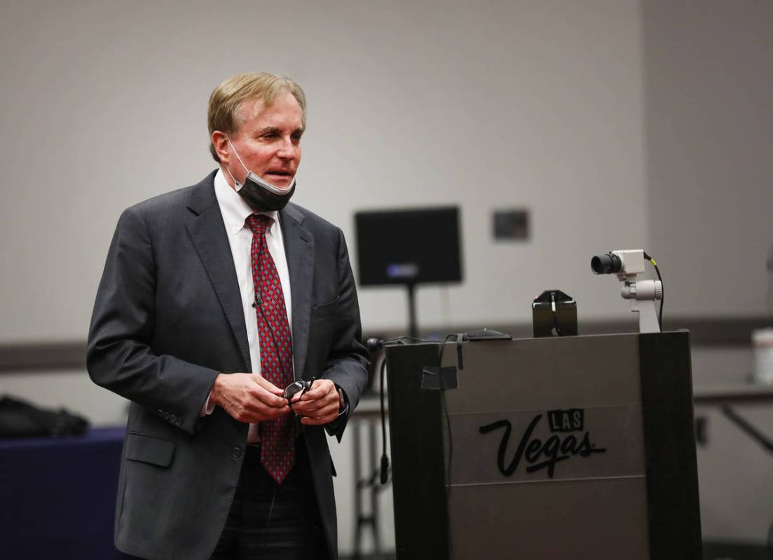 William Drury, attorney for MedicWest Ambulance, delivers his closing argument to the jury at t ...