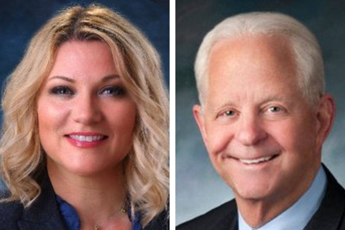 Henderson council members Michelle Romero, left, and Dan Stewart, are running for mayor of Neva ...