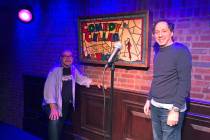 Comedy Cellar co-owners Bill Grundfest, left, and Noam Dworman are shown onstage at the club at ...