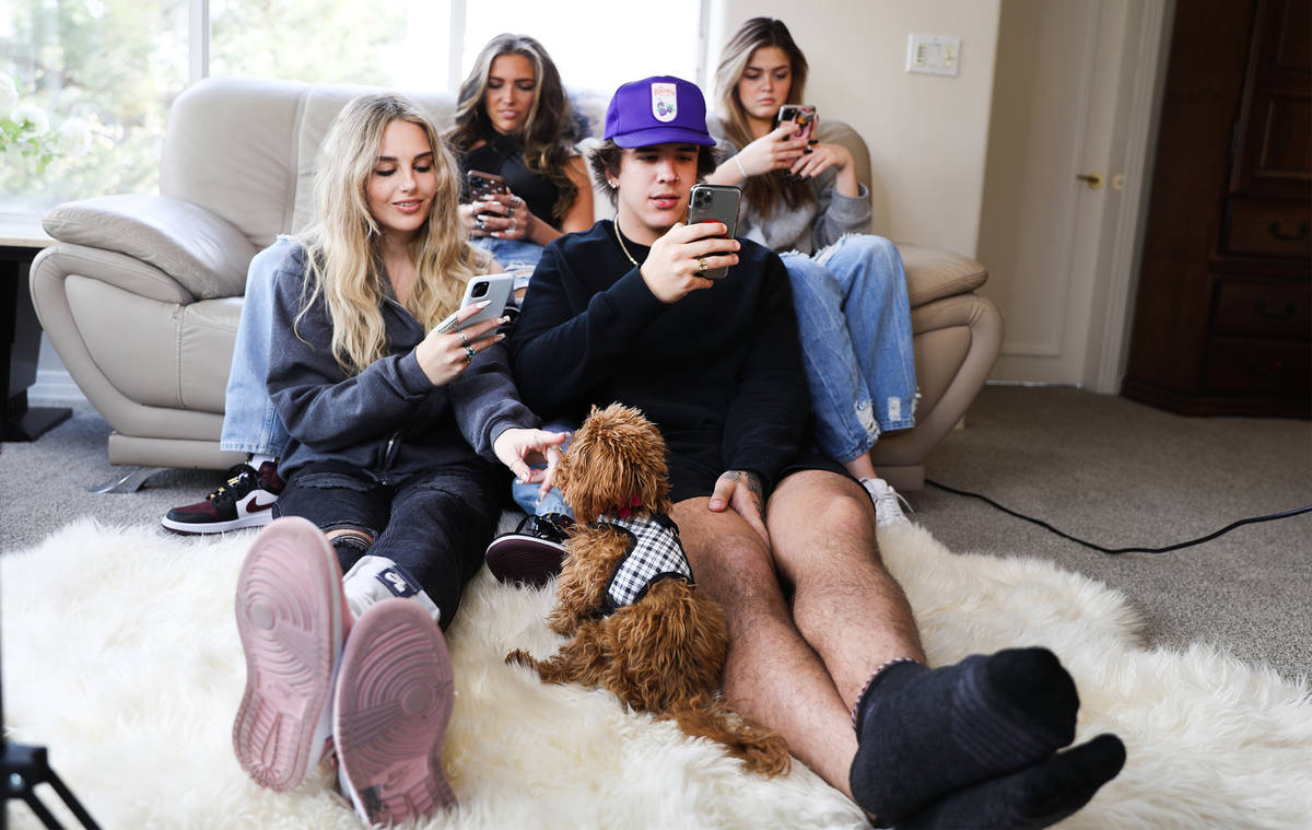 Social media influencers Jordan Beckham, 16, from top left, Kayla Patterson, 17, and below from ...