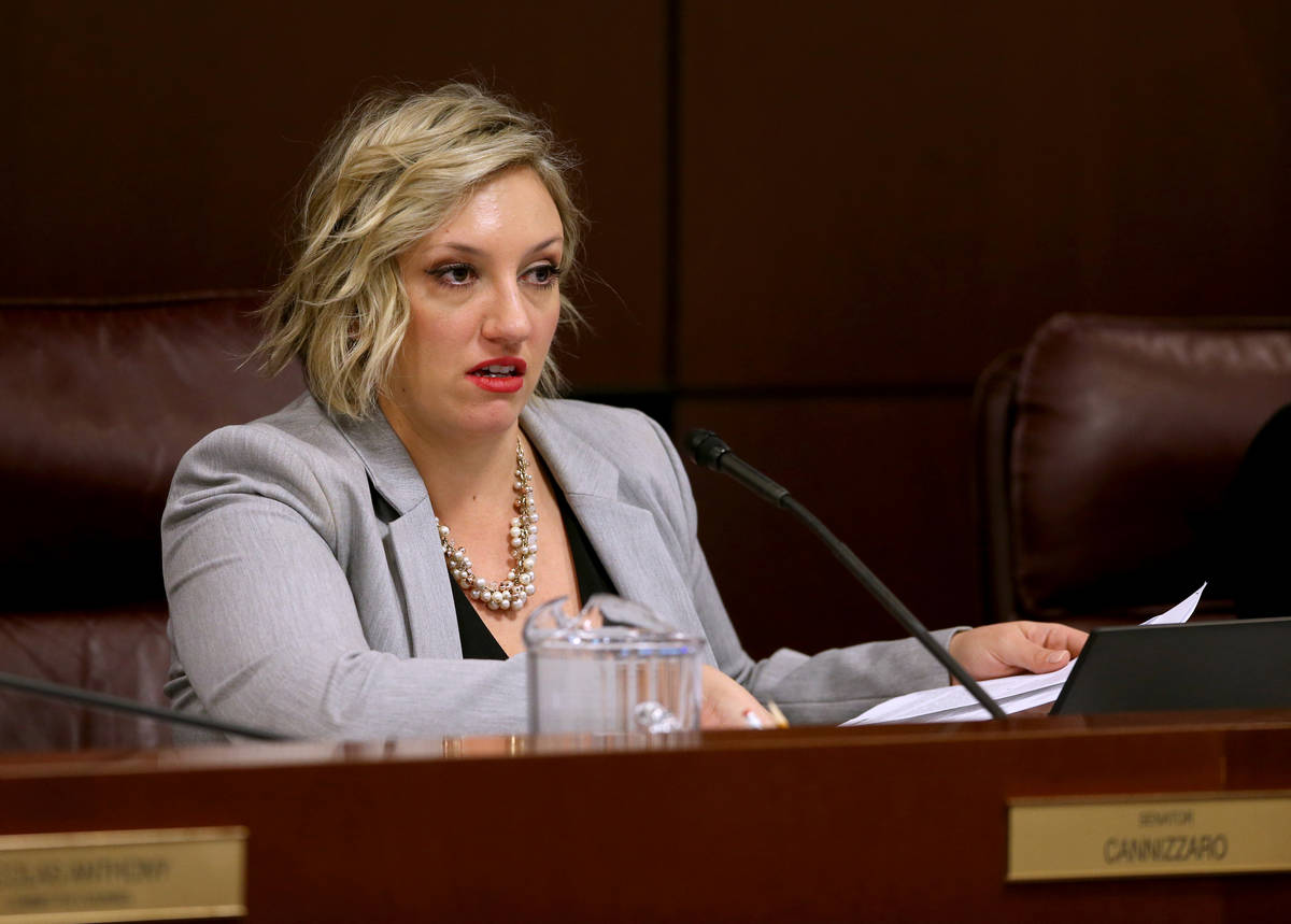 Sen. Nicole Cannizzaro, D-Las Vegas, presides during a Judiciary Committee meeting in the Legis ...