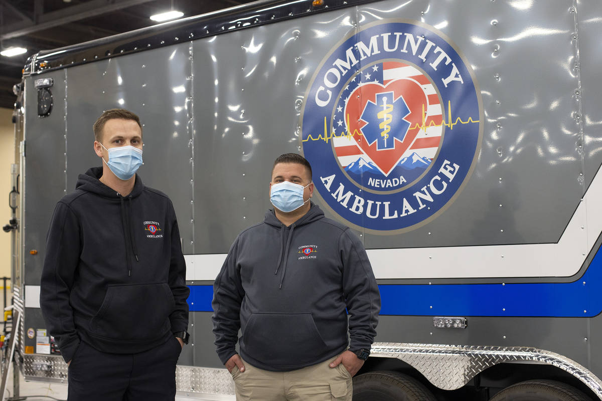 Glen Simpson, senior director for Community Ambulance, and Jesse Chmielewski, director of speci ...