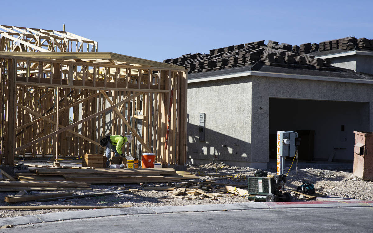 Construction is underway for a new housing community at Skye Canyon, on Friday, April, 9, 2021, ...