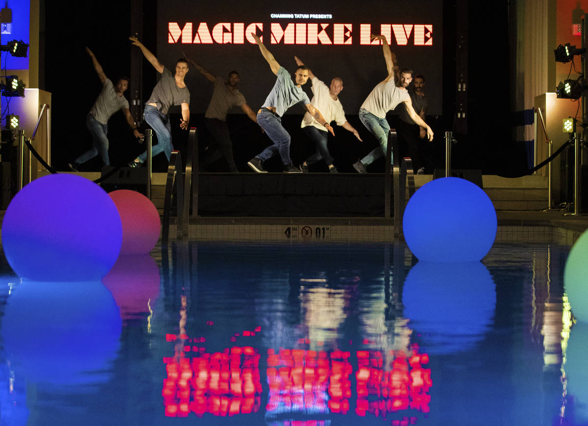 Dancers with Magic Mike Live perform during a promotional event at Sahara Las Vegas on Thursday ...