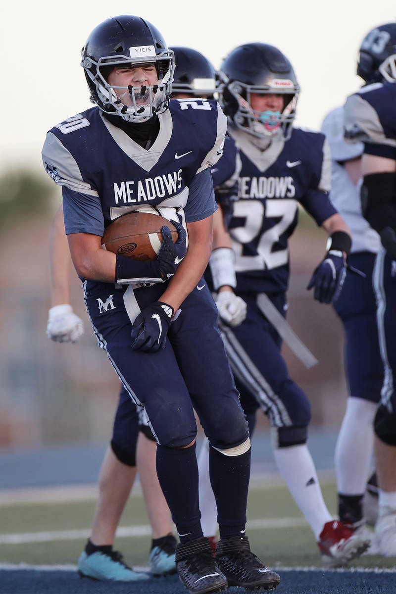 in the x quarter of the football game at The Meadows High School in Las Vegas, Friday, April 9, ...
