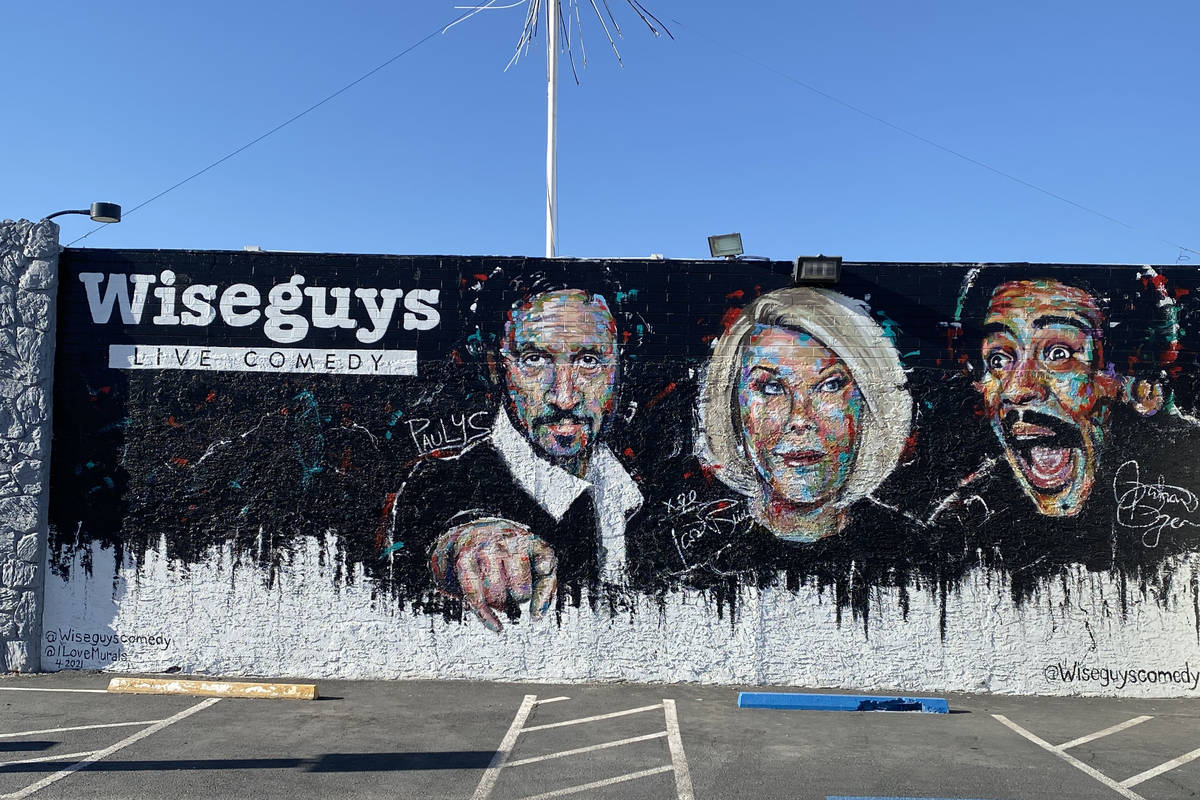 A look at the south-facing wall at Wiseguys Comedy Club in the Arts District at 1511 South Main ...