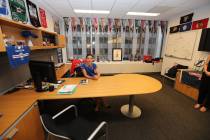 New York Rangers fan Sabrina Solomon visits NHL headquarters in New York on Aug. 18, 2017. Her ...