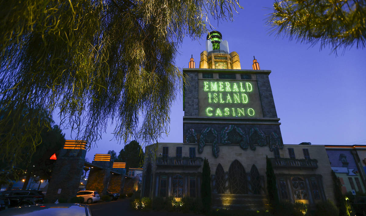 An exterior view of the Emerald Island Casino in the Water Street District of downtown Henderso ...