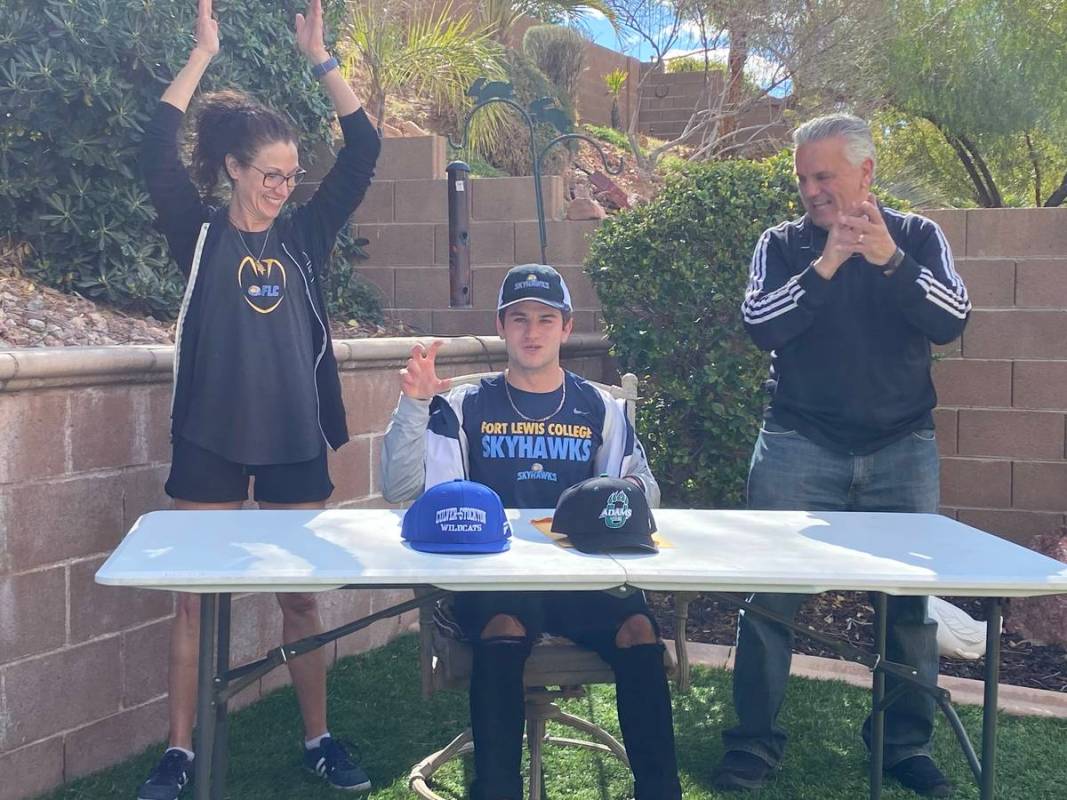 Trey Goughnour signs a National Letter of Intent to play football at Fort Lewis College, flanke ...