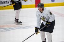 Golden Knights forward Jack Dugan (8) during training camp on Wednesday, Jan. 6, 2021, at City ...