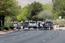 Police investigate a fatal car crash on the 8800 block of West Lake Mead Boulevard near North S ...