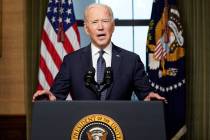 President Joe Biden speaks from the Treaty Room in the White House on Wednesday, April 14, 2021 ...