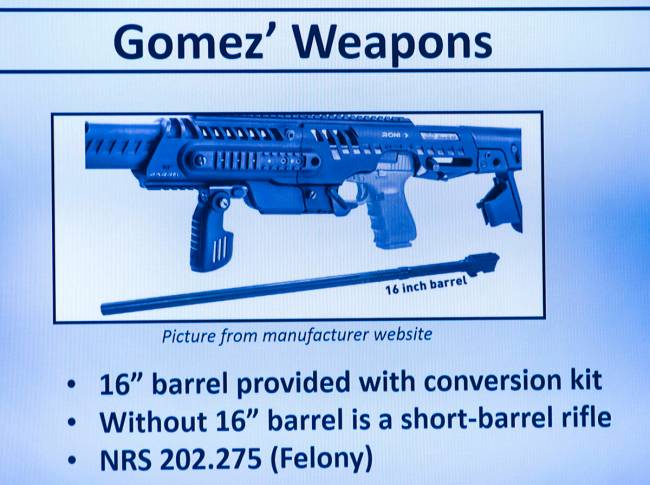 An image of a weapon found in Jorge Gomez's possession after he was fatally shot by Las Vegas p ...