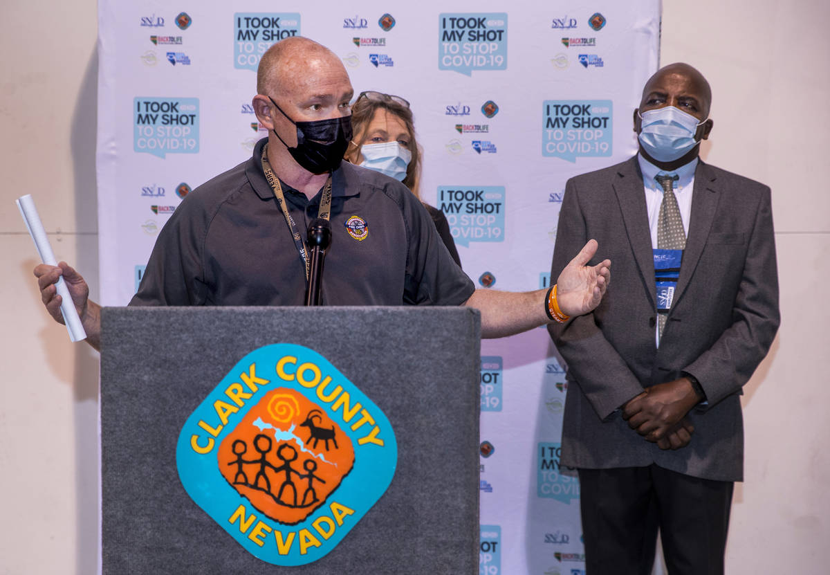 (From left) Chief Greg Cassell, Commissioner Marilyn Kirkpatrick and Dr. Fermin Leguen brief th ...