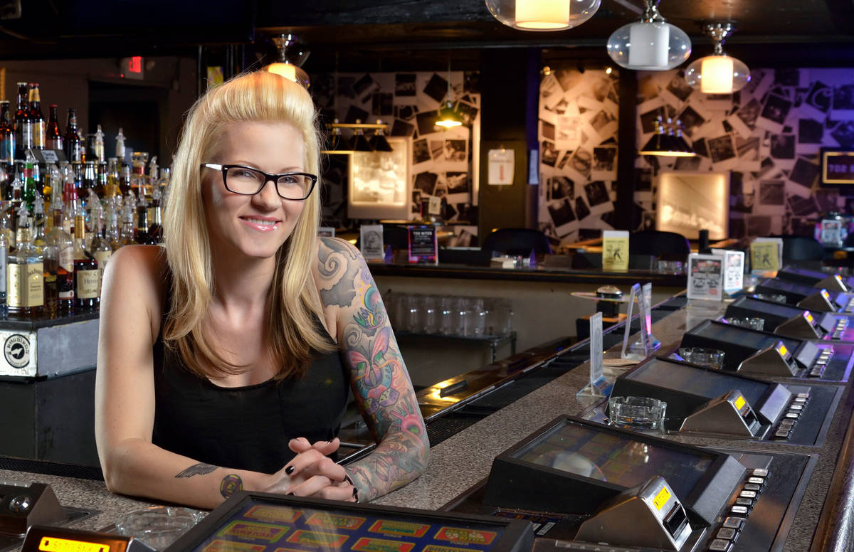 Lisa Guerena, general manager and co-owner of Bar 702, poses at the bar at 3355 Spring Mountain ...