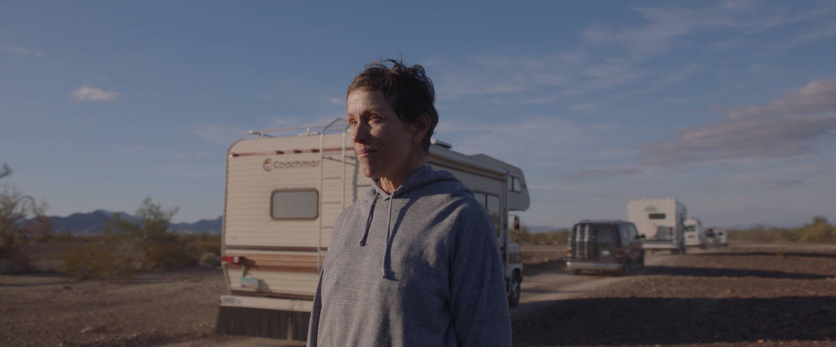 Frances McDormand portrays Fern, a widow who lives on the road in her van, in the film "Nomadla ...