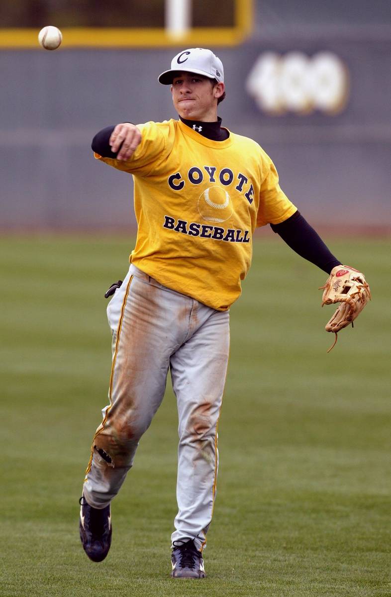 Community College of Southern Nevada shortstop Sean Kazmar practices Tuesday, March 4, 2003. (V ...