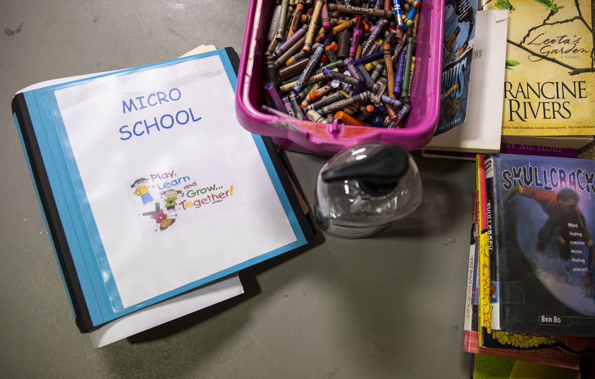 A binder on a desk at the Southern Nevada Urban Micro Academy at Silver Mesa Recreation Center ...