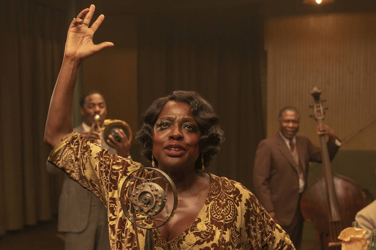 This image released by Netflix shows Chadwick Boseman, from left, Colman Domingo, Viola Davis, ...