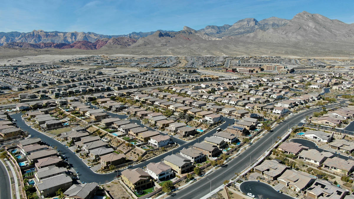 An aerial view of housing developments near Paseos Park in Summerlin on Tuesday, February 23, 2 ...