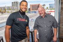 NFL quarterback Brett Hundley, left, and Las Vegas' TV reality star and pawn shop owner Rick Ha ...