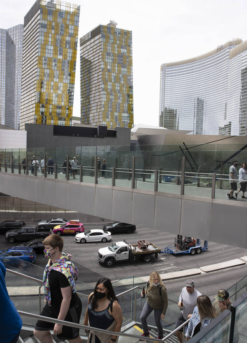 Veer Towers, left, two condominium towers within CityCenter, and Aria are seen on the Las Vegas ...
